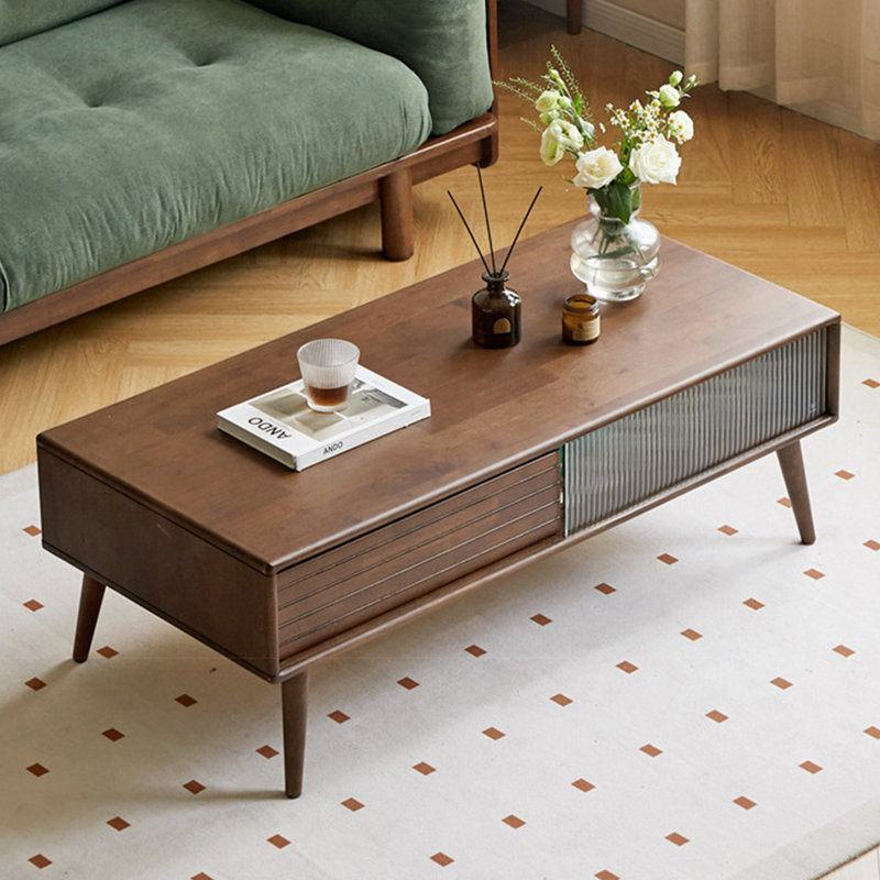 Table basse moderne et créative avec rangement en bois massif
