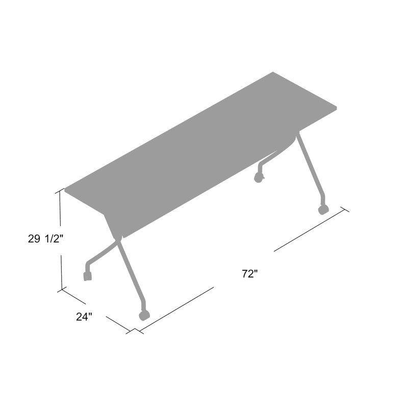 Rectangle 6 Person Flip Top Training Table with Casters and Modesty Panel, Mahogany, Titanium, 29.5" H X 72" L x 24" W