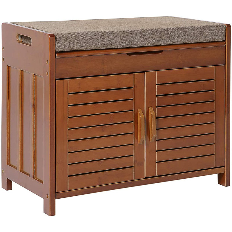 6 Pair Shoe Storage Bench Detachable Cushion Cabinet