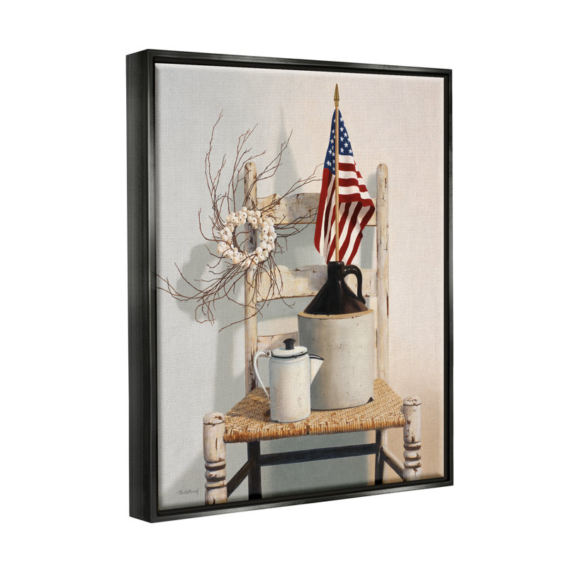 Art rétro sur toile, "American rustic vintage" par Cecile Baird, Cadre flottant noir de jais, H 21 po x l 17 po x P 1,7 po