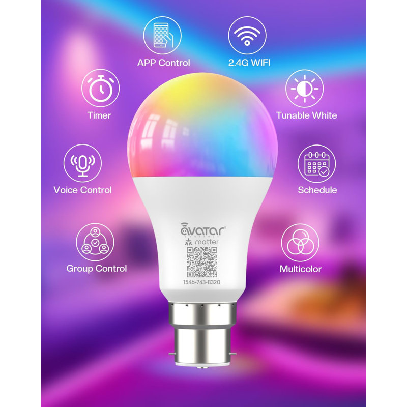 B22 Matter over WiFi Smart Bulb 2-Pack, 2-Pack