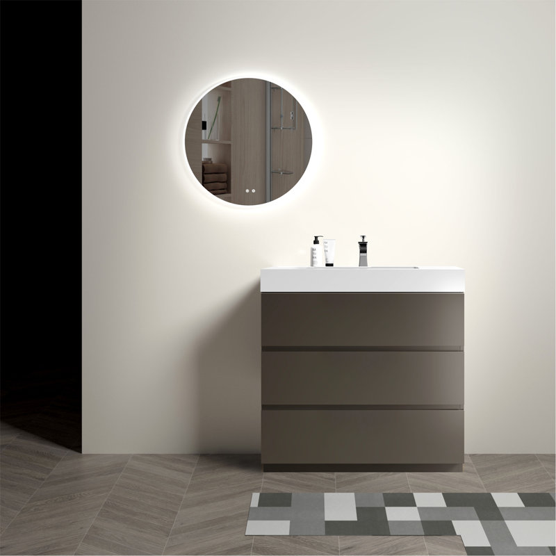 Meuble-lavabo élégant avec rangement abondant et fonction silencieuse pour une salle de bain soignée