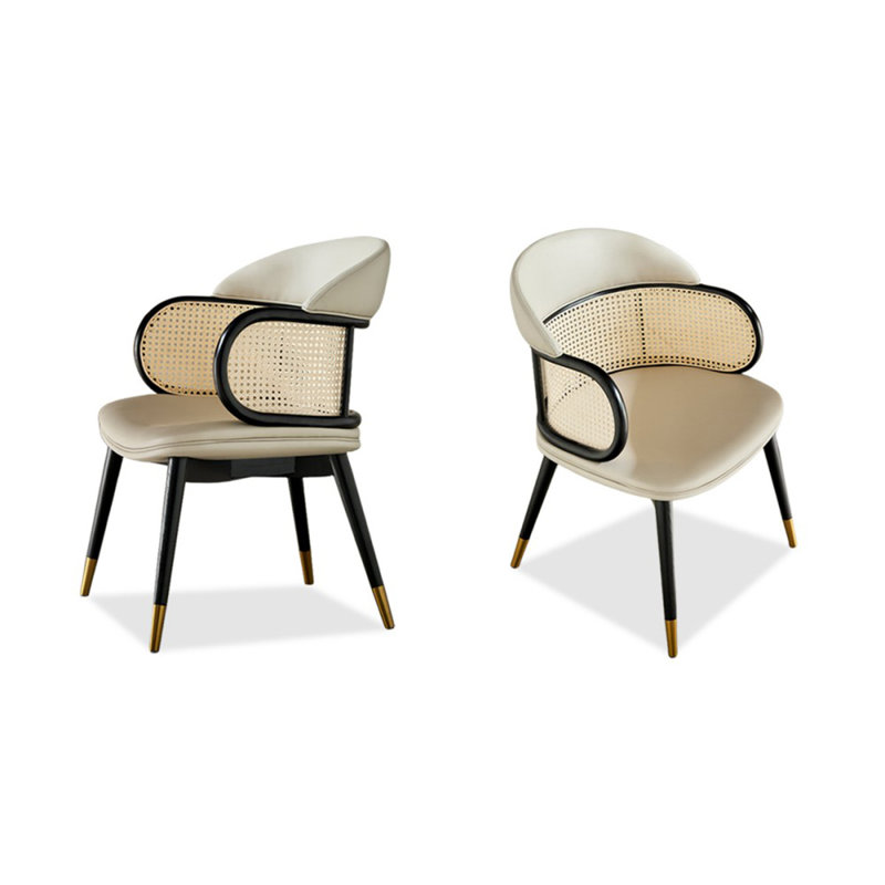 Black + White Solid back side Chair(Set of 2)