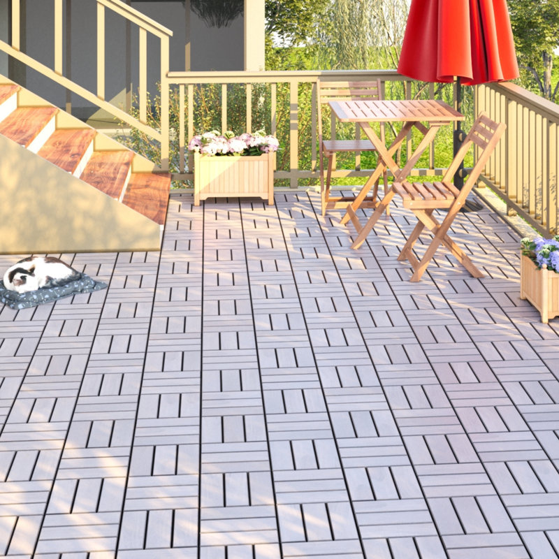 Carreaux de terrasse à emboîtement pour plancher extérieur, patio et bord de piscine