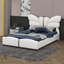 Structure de lit double avec tête et pied de lit papillon, lit plateforme tapissier en similicuir avec décor en métal doré-87395584