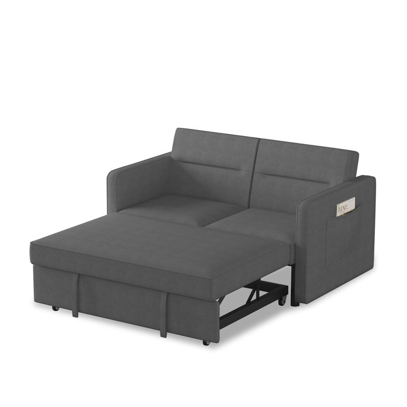 Causeuse-lit escamotable 54,5 po - Dossier réglable, Lin gris foncé