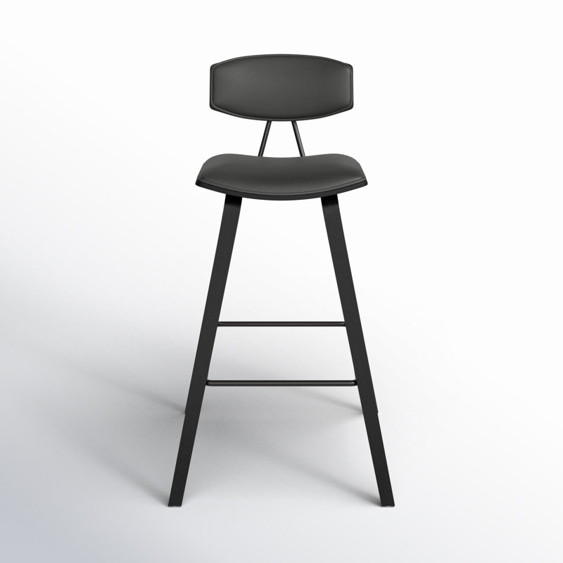 Tabouret de bar et de comptoir Bilgin Payton, Similicuir gris, Noir, noir, noir, noir