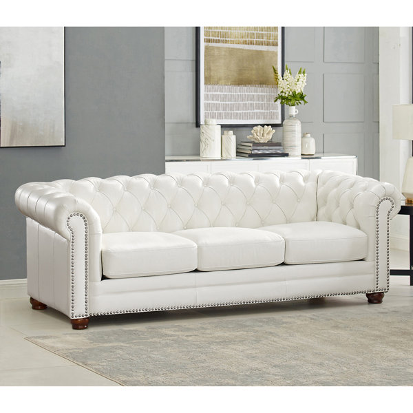 HYDELINE 91'' Leather Sofa & Reviews | Wayfair