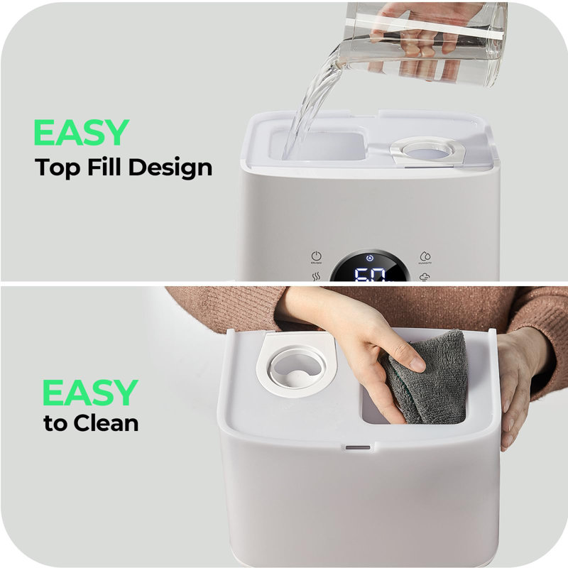 White Ultrasonic Dual Mist Humidifier with Remote Control