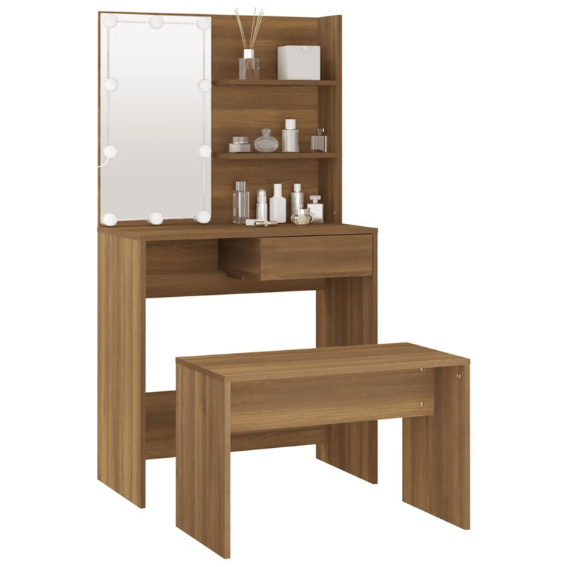 Itamar Dressing Table with Mirror, Dark Brown