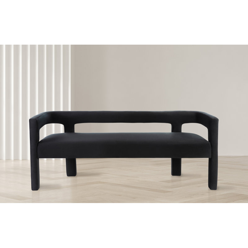 Velvet Upholstered Bench, Black Velvet