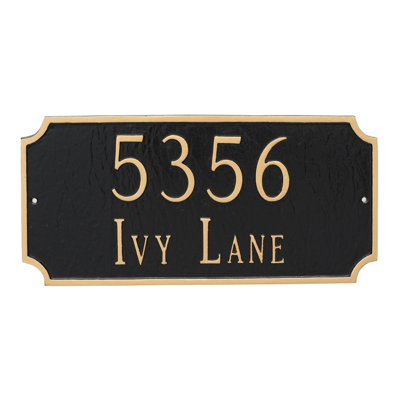 Plaque-adresse standard à deux lignes Princeton, Oui, Vert forêt / Or