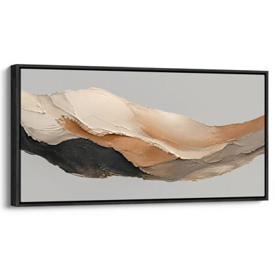 Impression sur toile encadrée extra large à superpositions beige et brun moderne