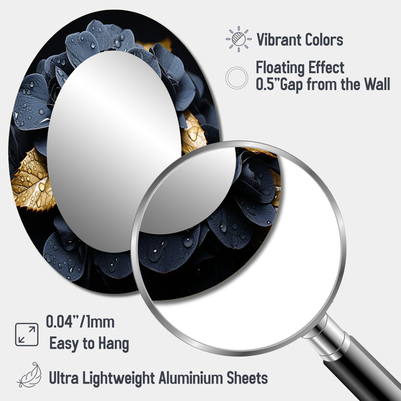 Miroir mural noir Allure Hydrangea I - Noir, 40 po x 30 po