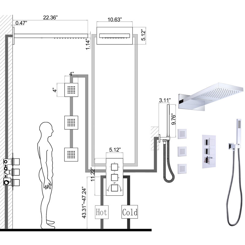 All-In-One Kit with Rough in-Valve, Polish Chrome