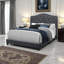 Grand lit transitionnel en velours gris Richfield, H 56,36 po x l 66,29 po x L 87,38 po