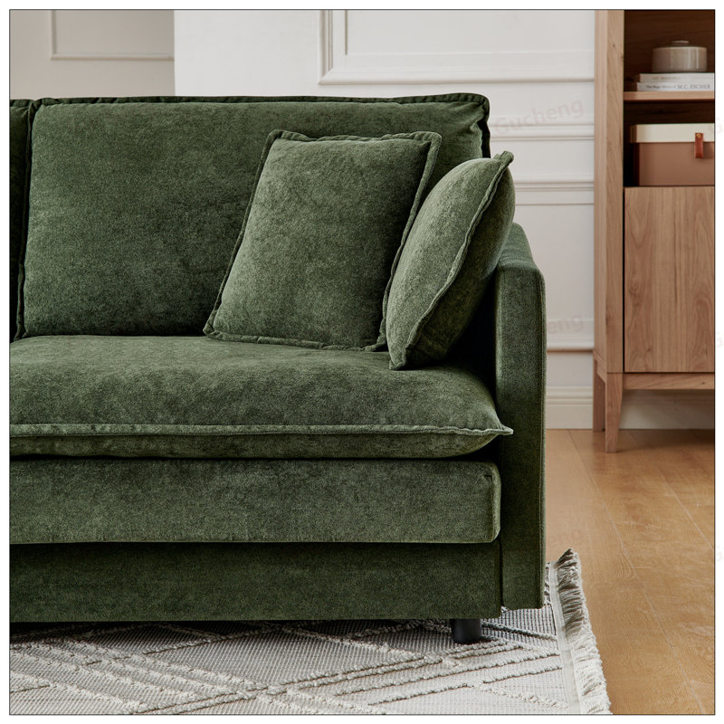 Canapé modulaire en L avec repose-pieds convertible surdimensionné en tissu pour serviettes Modern Home Living Room, Vert
