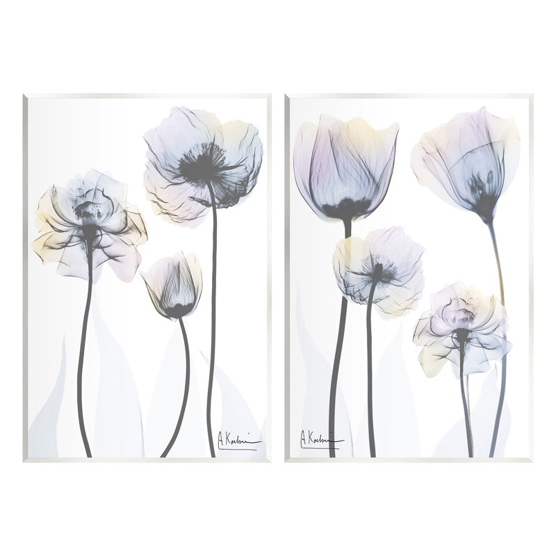 "Modern X-Ray Blooms", ensemble de 2 plaques murales par Albert Koetsier, H 19 po x l 13 po