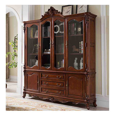 American-Style Mahogany Four-Door Storage Floor-Standing Bookcase