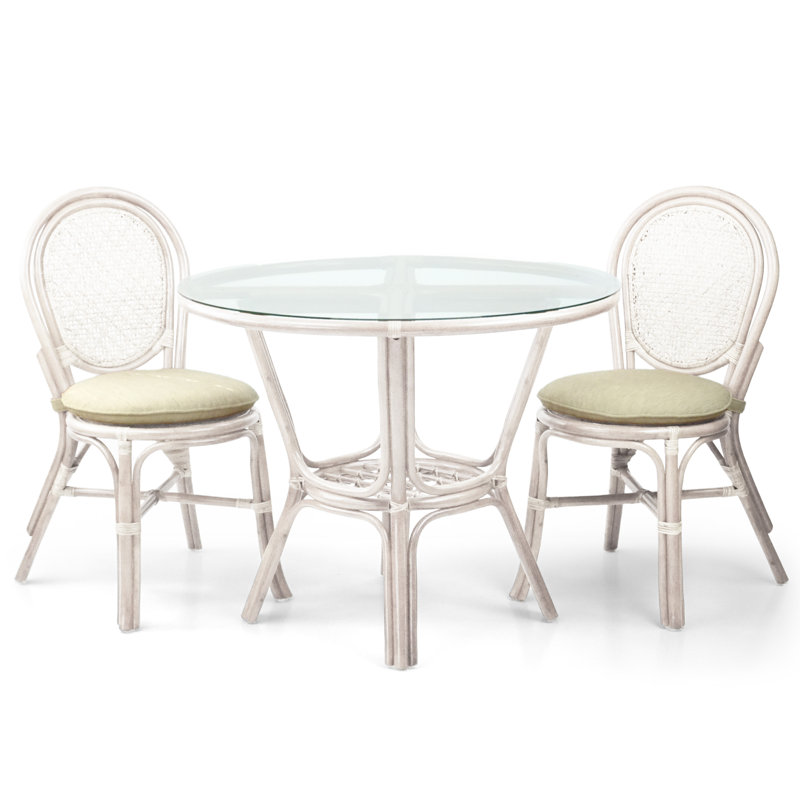 Chetana Glynda Round 37.5'' Dining Set, White, White