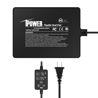 iPower Reptile Heating Pad - Under Tank Warmer with Adjustable Thermostat, Terrarium Heat Mat for Snakes, Lizards, Frogs & Other Reptiles