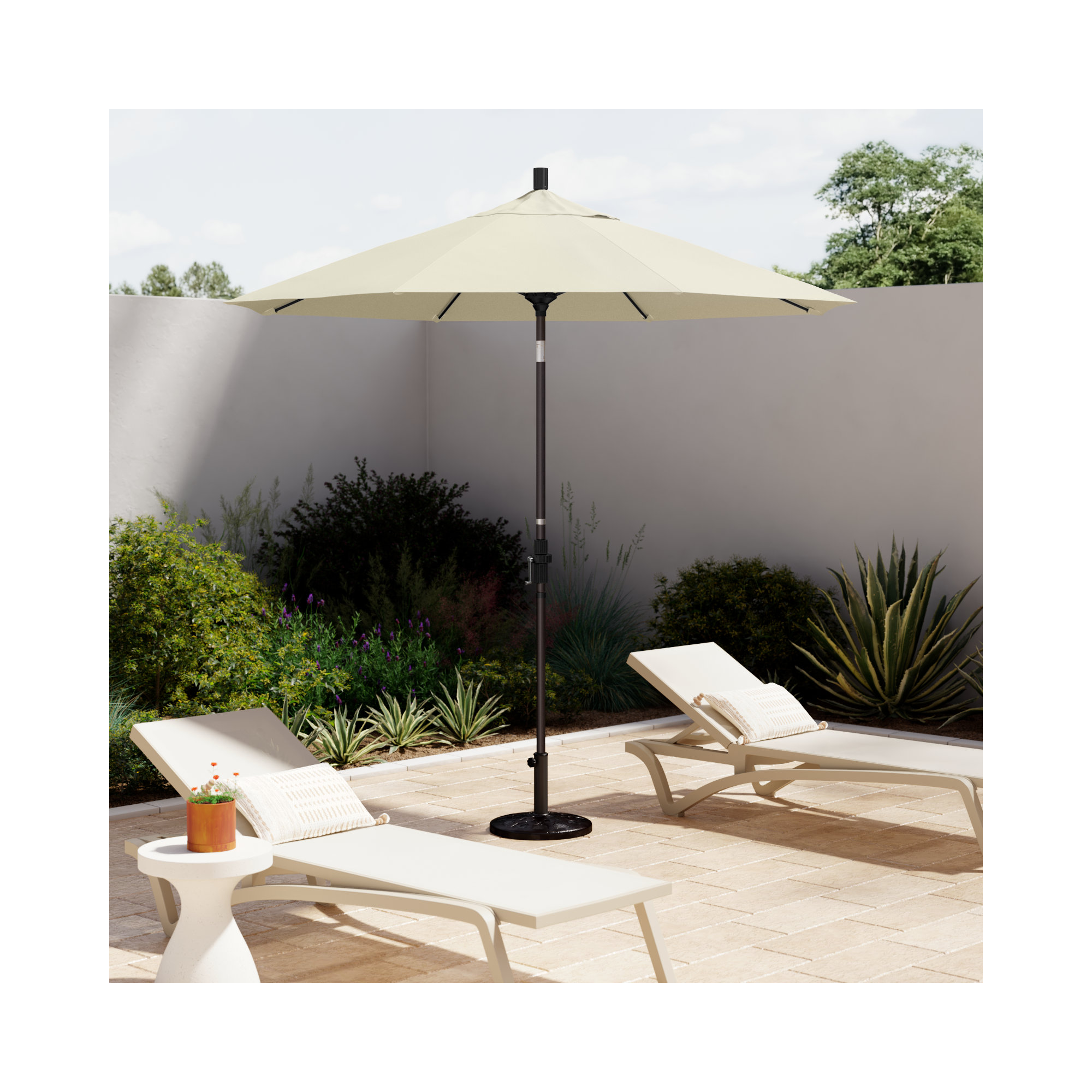 Roverta 9' Market Sunbrella® Umbrella, Canvas Canvas Sunbrella® Canvas, Black