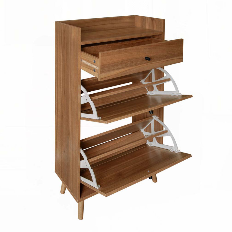Rattan Shoe Rack, Walnut