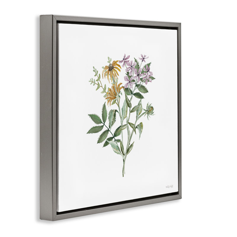 Cadre flottant Blooming Botanical Mix, design par Cindy Jacobs, Cadre flottant gris lustré, H 18 po x l 18 po