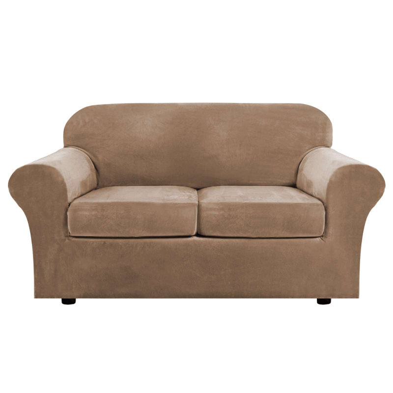 Box Cushion Loveseat Slipcover, Luggage