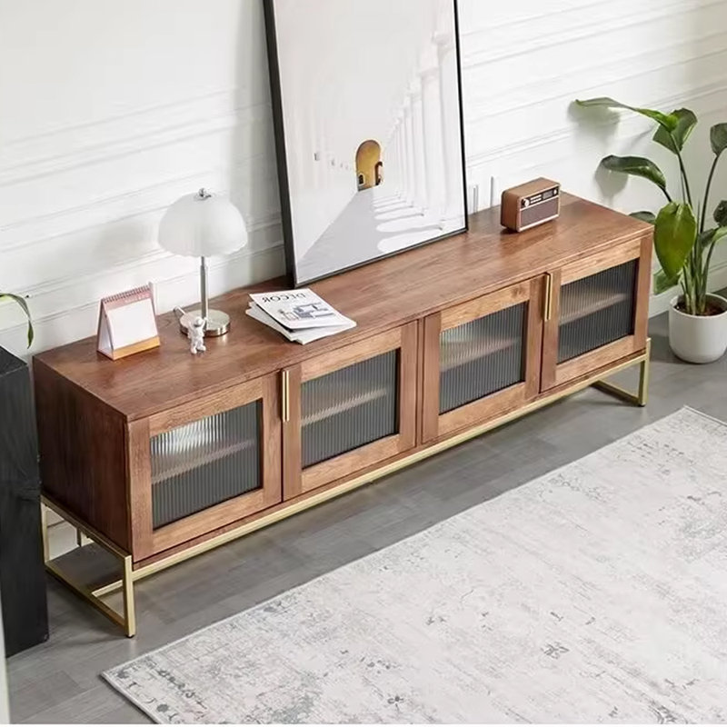 Meuble télé compact en noyer noir, H 25,59 po x L 70,86 po x l 17,71 po
