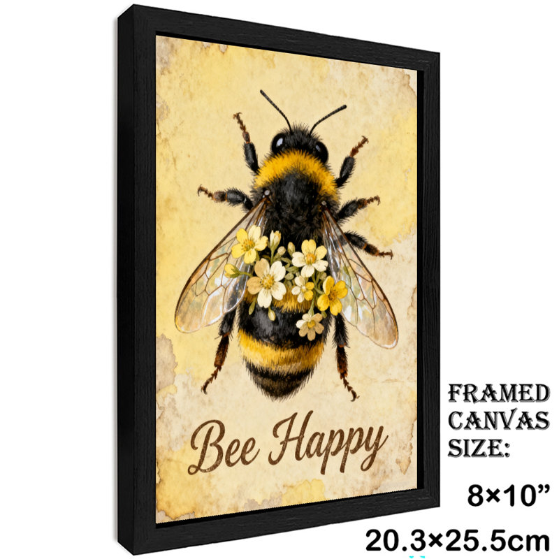 "Black Bee", art mural rétro, impression encadrée de style rétro, H 11 po x l 9 po