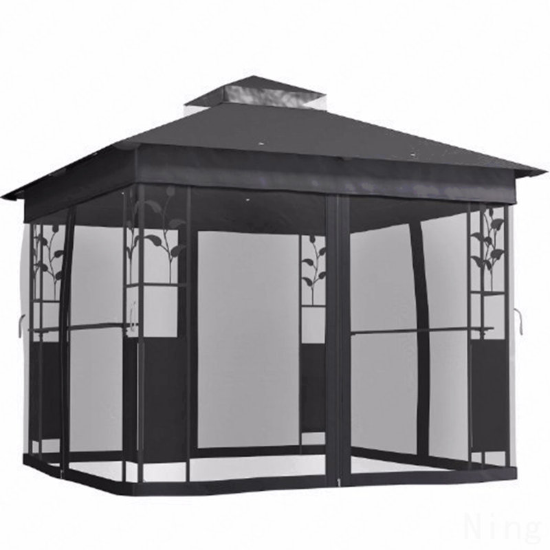 Gazebo, Mosquito Net For Outdoor Use With Shelves