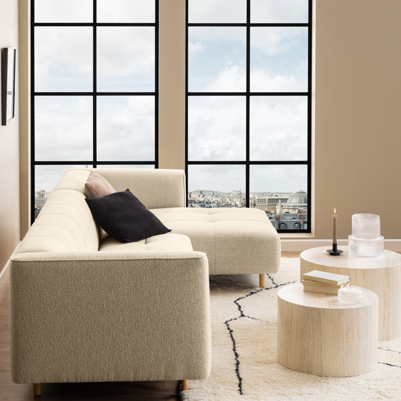 Dice Round Coffee Table Set, Light Oak