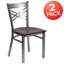 Ensemble de 2 chaises de restaurant en métal avec revêtement en X-1983981875