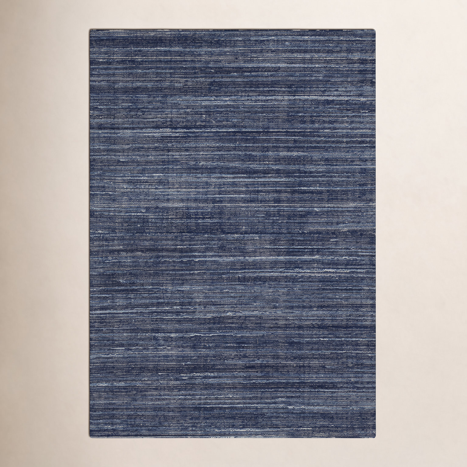 Caron Navy Hand-Woven Striped Rug, Rectangle 12' x 15'