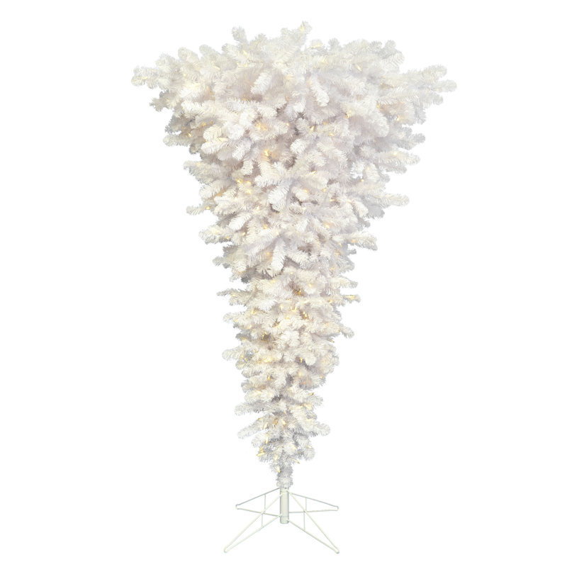 Upside Down 5.5' H Lighted Artificial Pine Christmas Tree