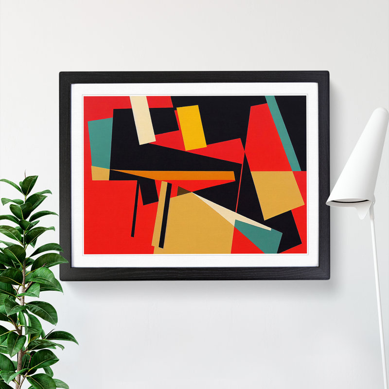 XH1022-8691X Suprematism Modern Art Vol.2 Abstract - Single Picture Frame Painting, Black, 46cm H x 64cm W x 2cm D