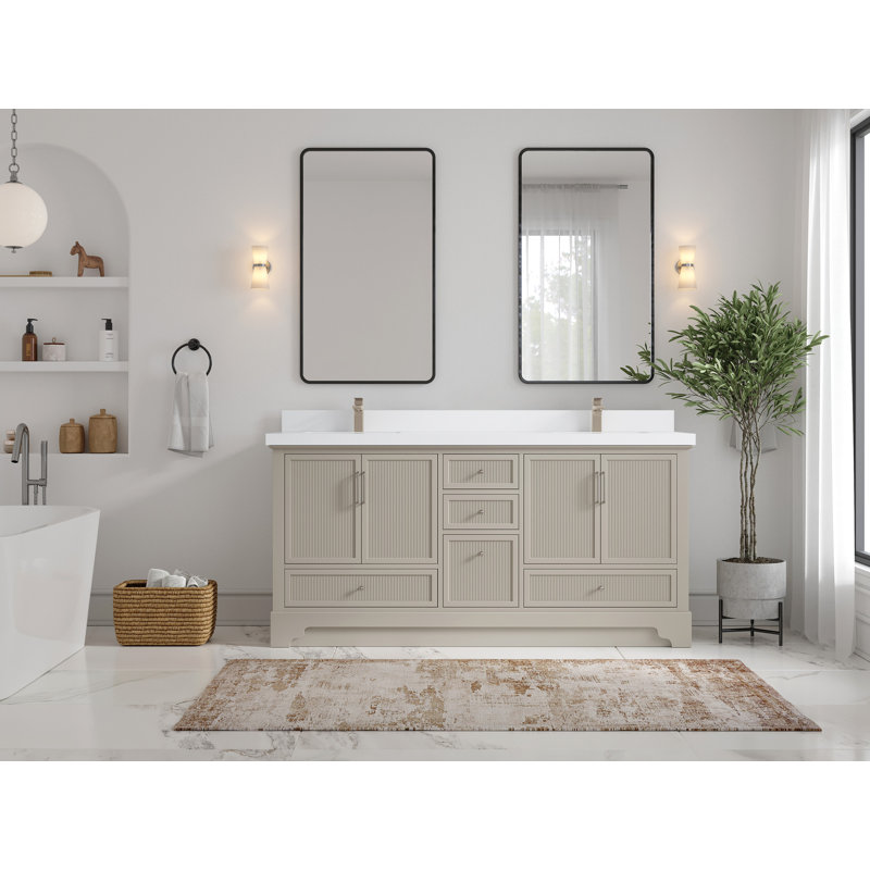 72 po X P 22 po Meuble-lavabo à double cuve D Alys Quartz blanc