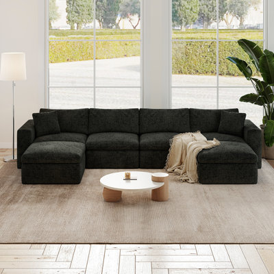 Boneless 10x6 Feet Boneless Sectional Couch, Convertible L-Shaped Cloud Sofa, 3 Seater Modular Memory Foam Couch for Medium Room (Grey, Left Facing Chaise)