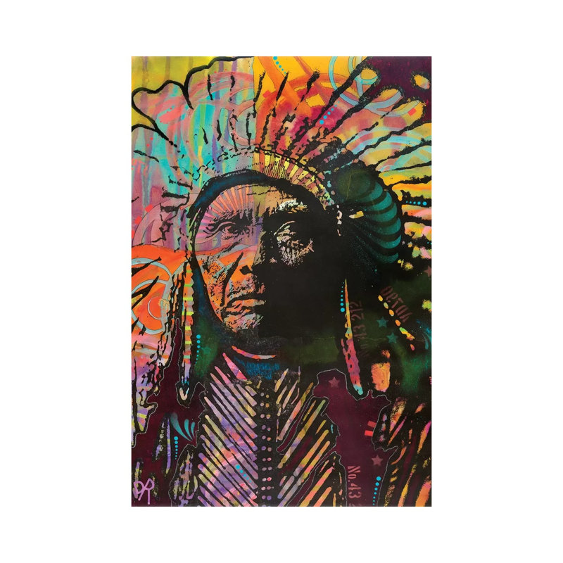 Native American IV by Dean Russo - Wrapped Canvas Painting, 20.32 cm H x 30.48 cm W