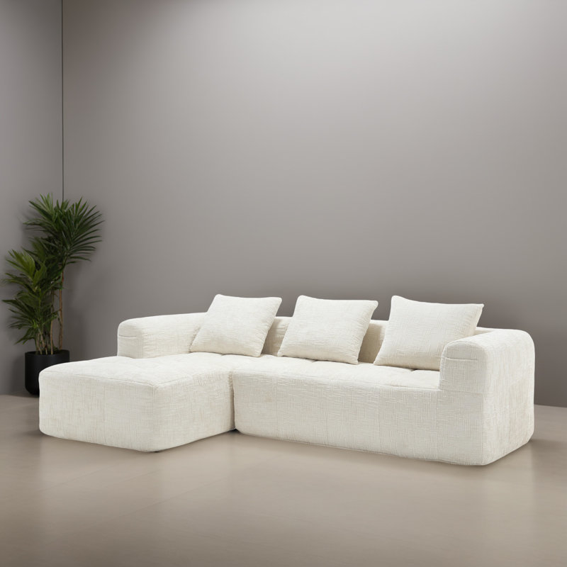 Canapé-lit modulaire 2 pièces pour salon, Chenille beige