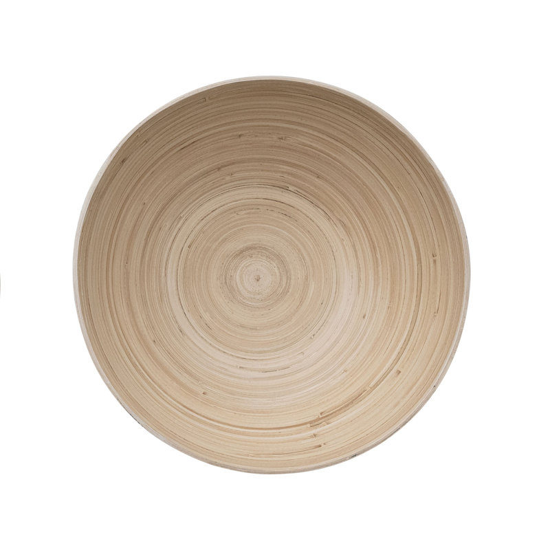 Round Bamboo Footed Bowl With Natural Finish