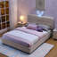 Lit double avec tête de lit pour oreilles de lapin, lumières à DEL et 4 tiroirs dans une boucle douce et respirante pour une chambre mignonne et confortable-130093270