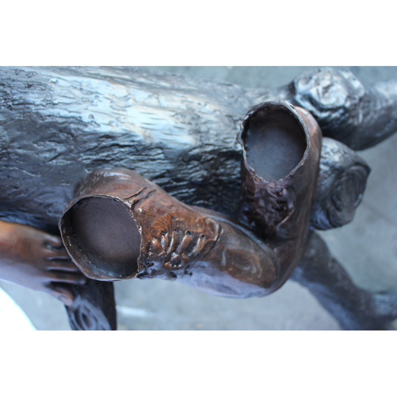 Boy And Girl Reading On Arched Tree Bronze Statue  -  Size: 70"L X 29"W X 56"H.
