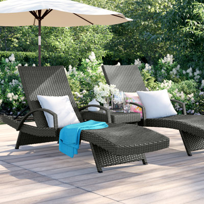 Ensemble de chaises longues inclinables de 79,25 po de longueur Billur