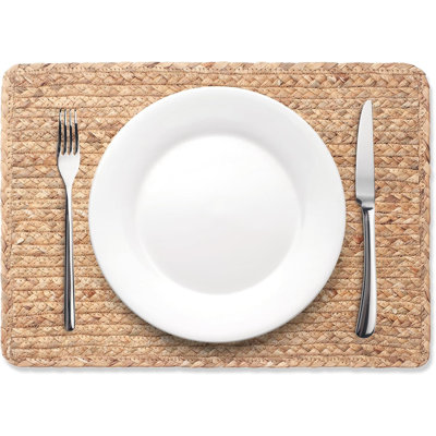 Natural Woven Placemats Set Of 6, Rattan Table Mats For Dining, Water Hyacinth Chargers For Dinner Plates, Wicker Placemats For Home And Wedding Decor