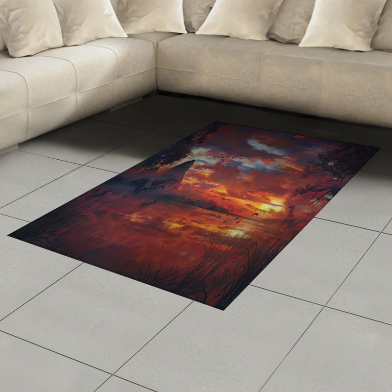 Tapis décoratif long en fibres de polyester haute densité Scenery, Rectangle— 4 pi x 5 pi 8 po