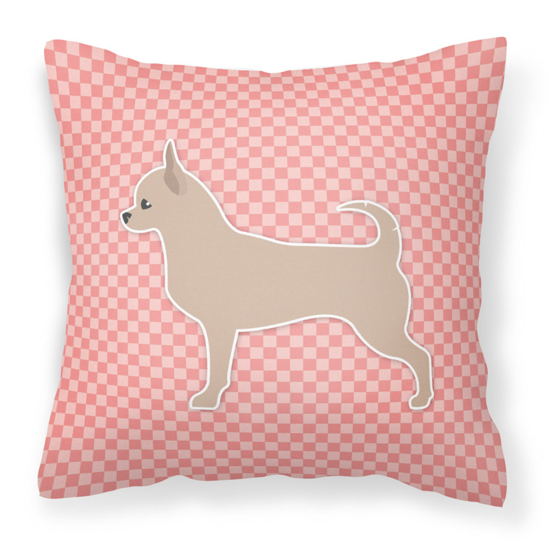 Coussin décoratif intérieur/extérieur chihuahua, H 18 po x l 18 po x P 3 po, Rose
