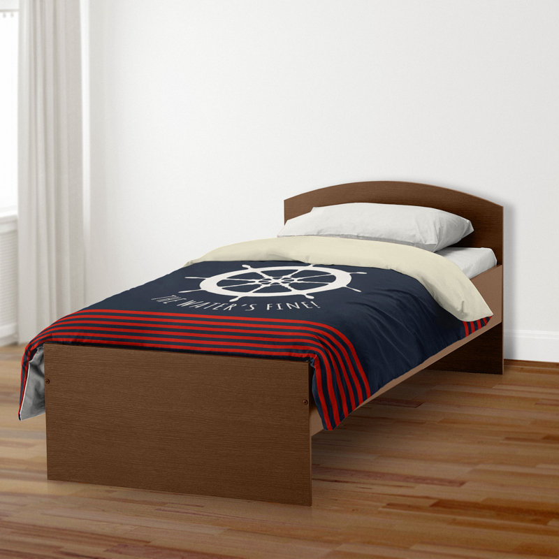 Housse de couette en microfibre bleu marine / blanc / rouge , Housse de couette pour lit simple