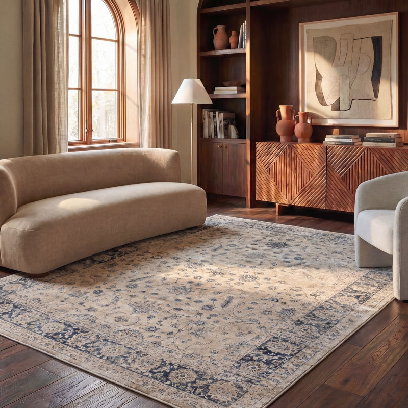 Tapis oriental pierre / bleu Malandra, Rectangle 8 pi x 10 pi